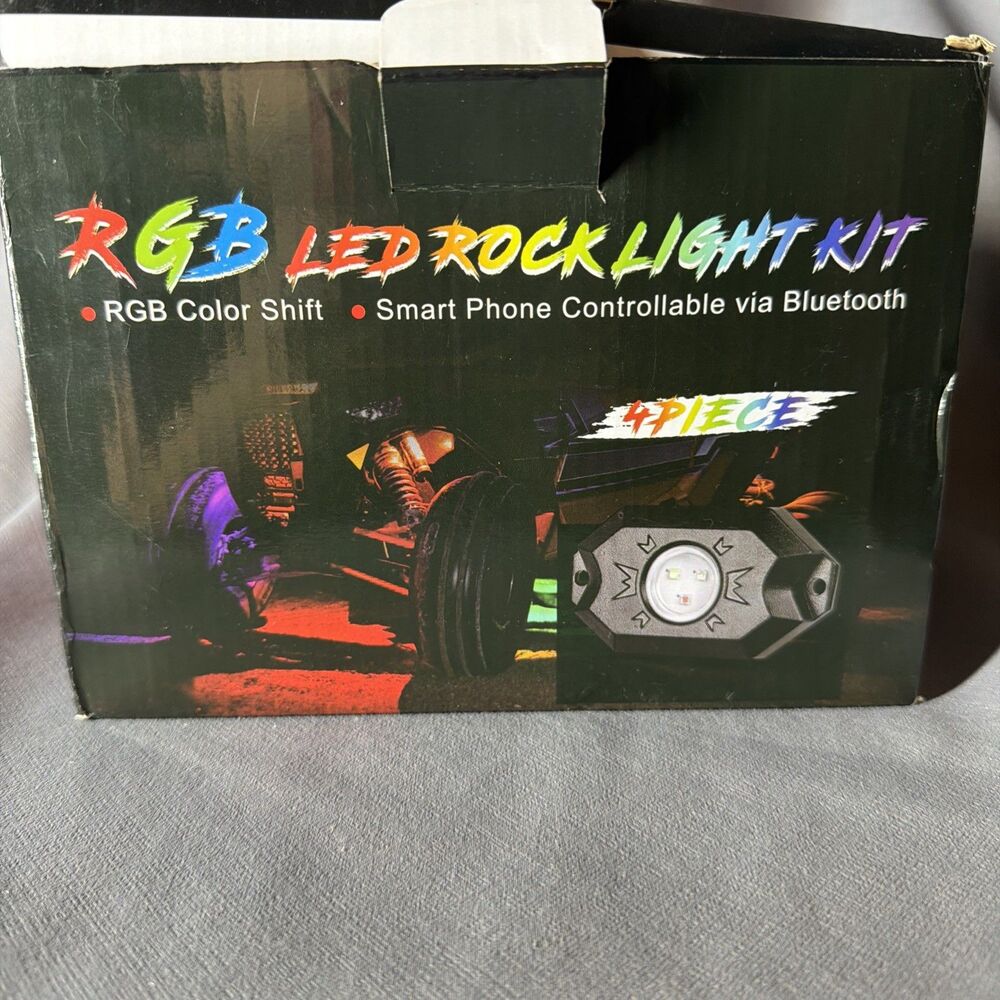 RGB LED Rock Light Kit 4pc Pods Underglow Bluetooth App Smartphone Control Neon